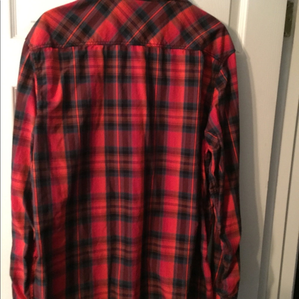 Red, orange and black snap front western shirt. - Picture 5 of 5